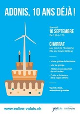 Adonis: 10 ans déjà ! Venez au pied de l’éolienne le 10 septembre 2022 de 13h à 17h à Charrat