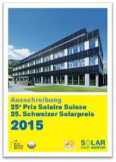 25. Schweizer Solarpreis: Anmeldefrist läuft bis 30. April 2015!
